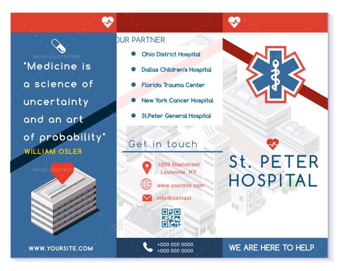 690x551 Vector Hospital Trifold Brochure Medical Clinic Blue Template