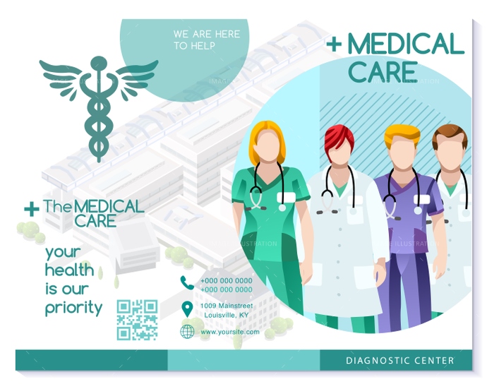 690x551 Vector Trifold Brochure Medical Clinic Hospital Template