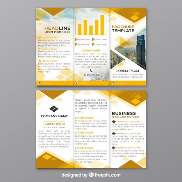 626x626 Yellow Trifold Business Brochure Vector Free Download