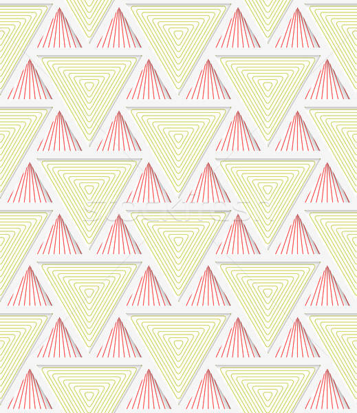 519x600 Colored Red And Yellow Striped Triangles With Grid Vector