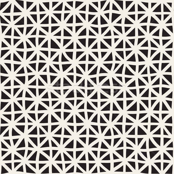 600x600 Wavy Hand Drawn Lines Triangles Grid Vector Seamless Black
