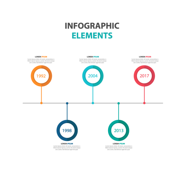 640x640 Abstract Colorful Business Infographics Elements, Vector
