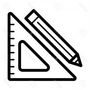 300x300 Photostock Vector Triangle Ruler And A Pencil Vector Icon Black