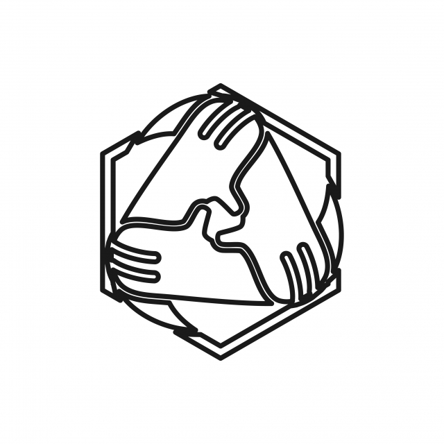 640x640 Triangle Hand Commitment Teamwork Together Outline Logo Vector