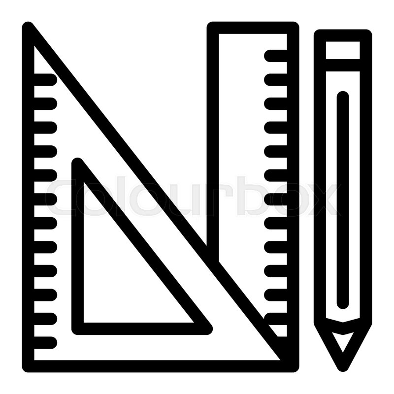 800x800 Triangle Ruler, Ruler And Pencil Line Stock Vector Colourbox
