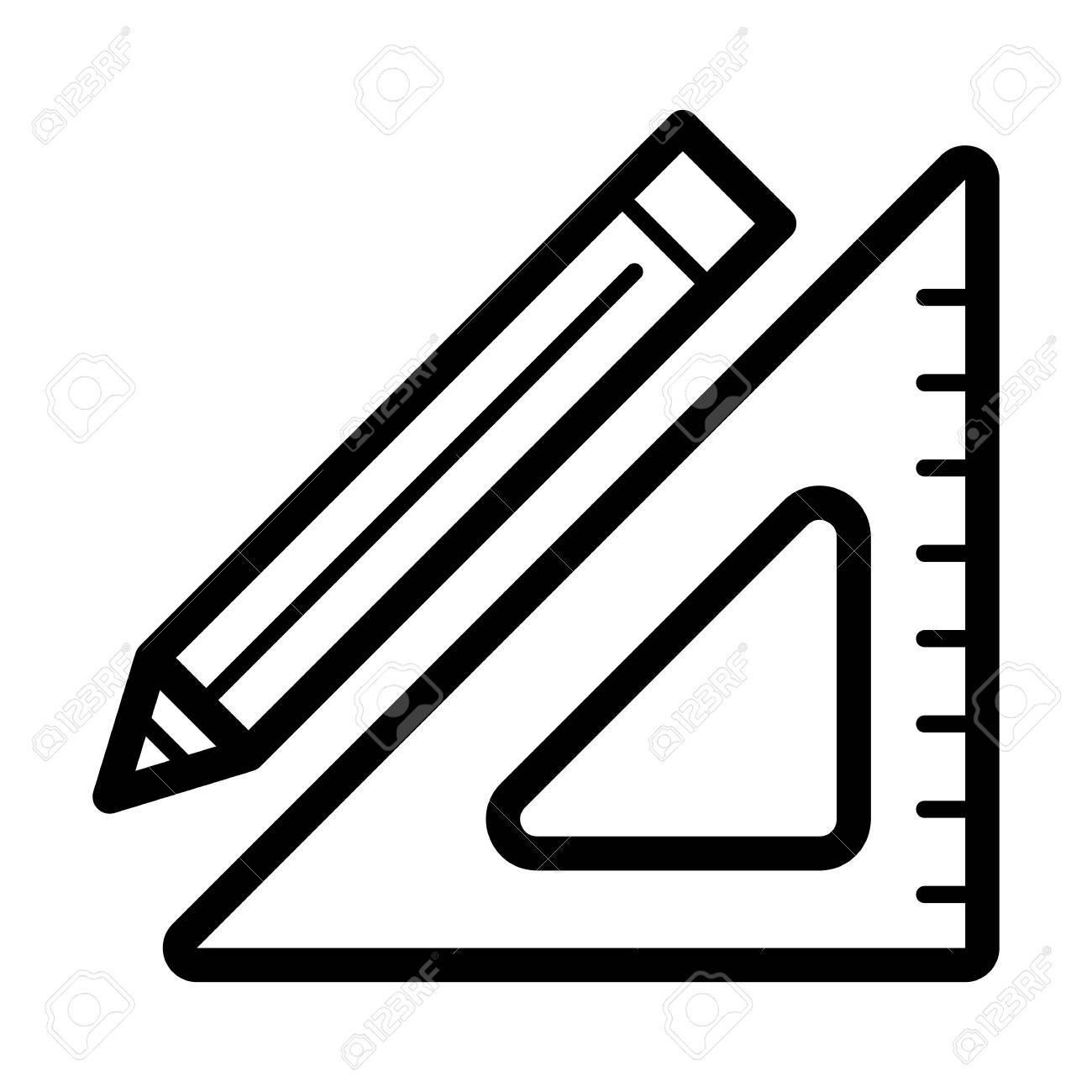 1300x1300 Triangle Ruler And A Pencil Vector Icon Black And White