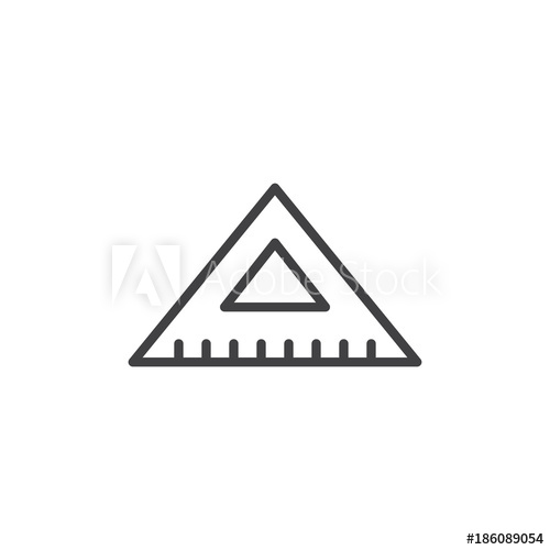 500x500 Triangle Ruler Line Icon, Outline Vector Sign, Linear Style