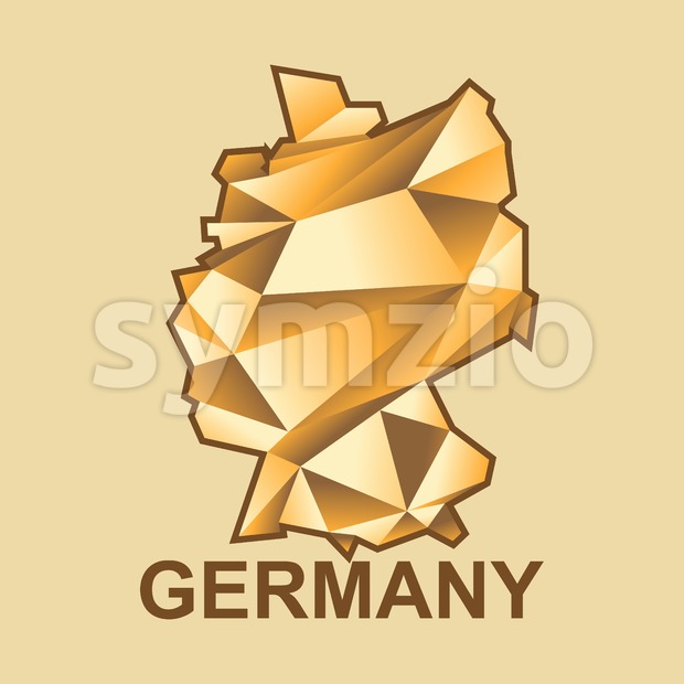 620x620 Digital Vector Germany Map With Abstract Golden Triangles Vector