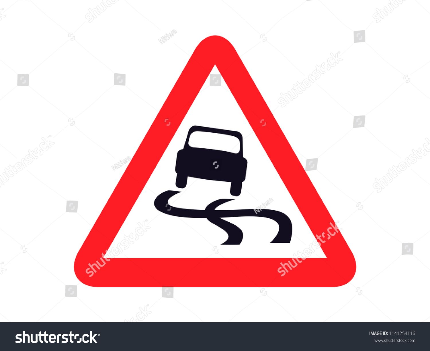 1500x1225 Isolated Slippery Road Sign Round Triangle Shape Board Infographic