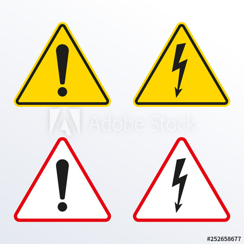 500x500 Caution Warning Sign With Exclamation Mark And Electrical Hazard