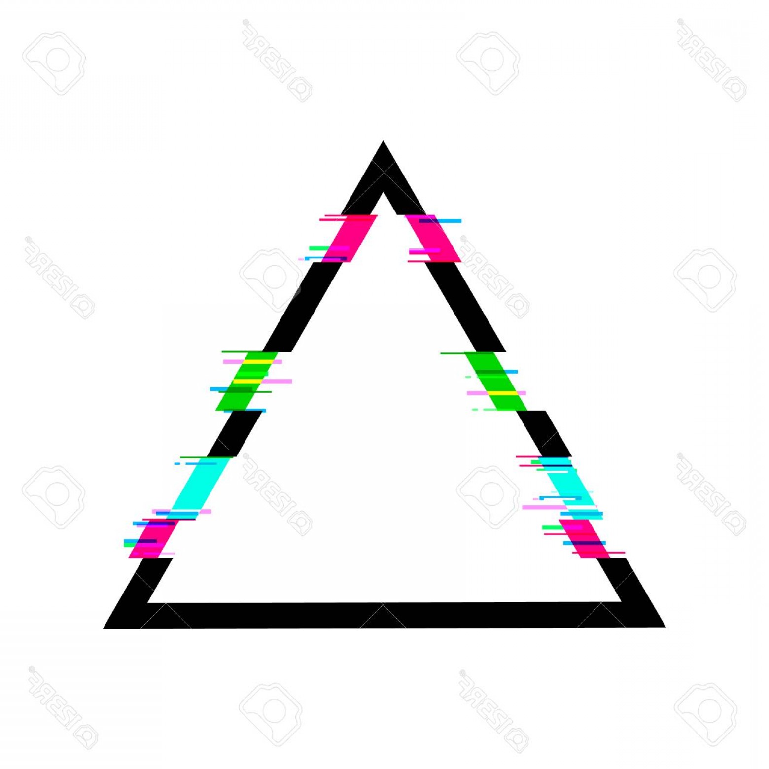 1560x1560 Photostock Vector Glitched Triangle Vector Frame Isolated On White