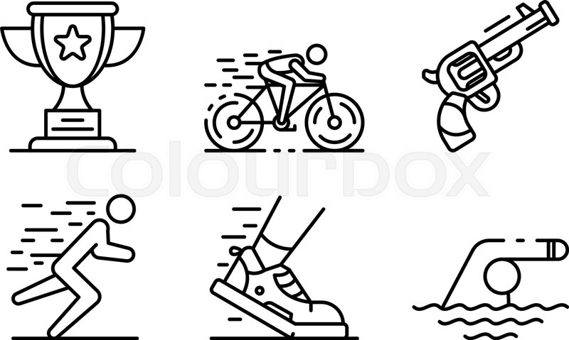 800x479 Triathlon Icons Set Outline Set Of Stock Vector Colourbox
