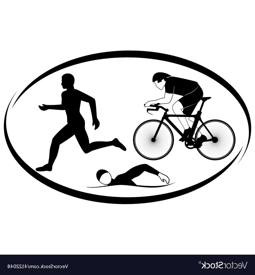 1000x1080 Unique Triathlon Black And White Vector Design Free Vector Art