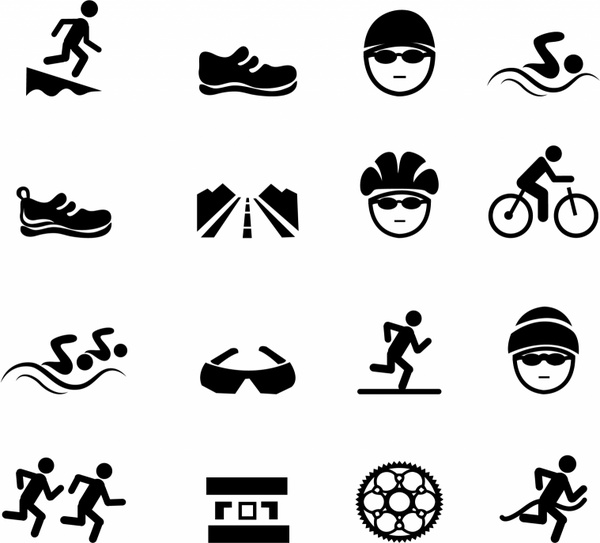 600x543 Black Triathlon Icons Free Vector In Adobe Illustrator