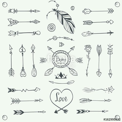 Hand Drawn Tribal Arrows Vector Boho Style Illustration Stock 500x500 Hand Drawn Tribal Arrows Vector Boho Style Illustration Stock