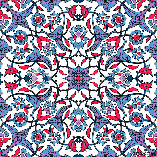 500x500 Stylized Flowers Oriental Wallpaper Retro Seamless Abstract