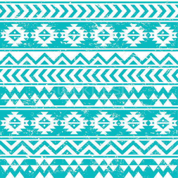 599x600 Aztec Tribal Seamless Grunge White Pattern On Blue Background