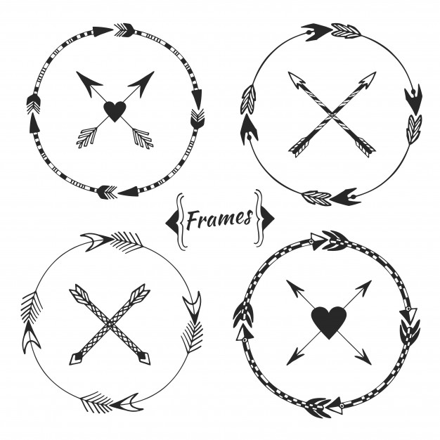 626x626 Set Of Arrow Frames, Tribal Border Ethnic Doodle Collection