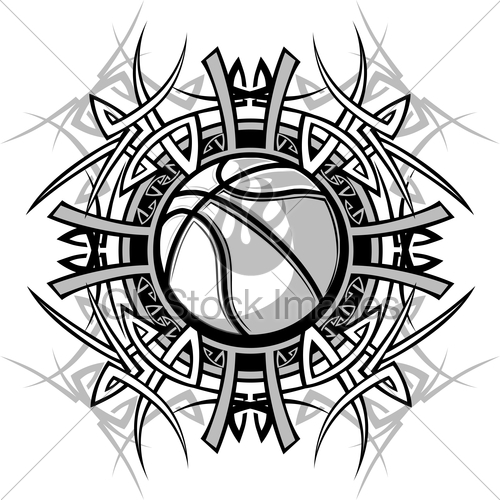 500x500 Basketball With Tribal Borders Vector Graphic Image Gl Stock Images