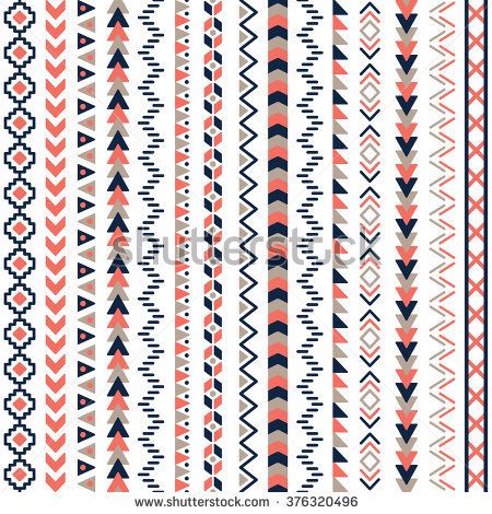 450x470 Vector Tribal Aztec Seamless Patterns Ethnic Tribal Borders