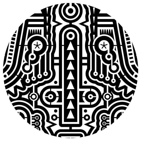 600x600 Modern Art Vector In Techno Tribal Style Decorative Medallion