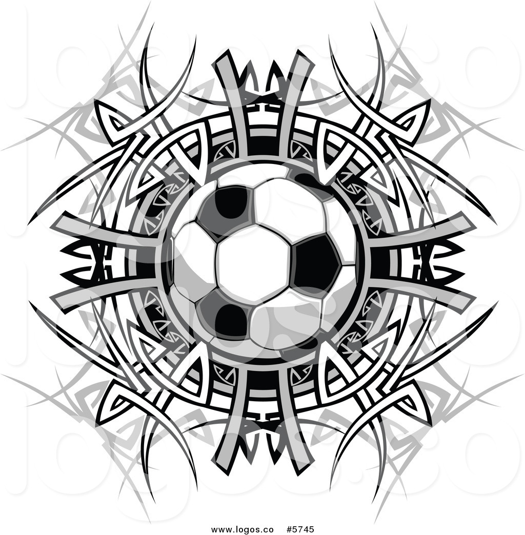 1024x1044 Royalty Free Vector Of A Logo Of A Grayscale Soccer Ball Over