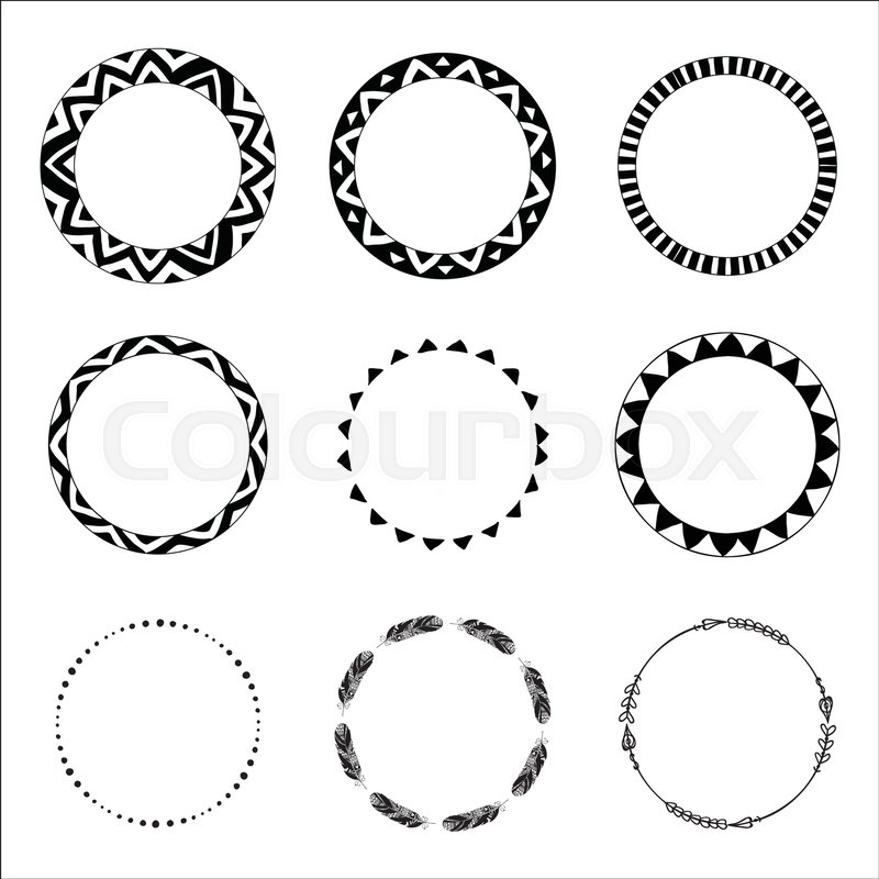 800x800 Set Of Hand Drawn Ethnic Circle Stock Vector Colourbox