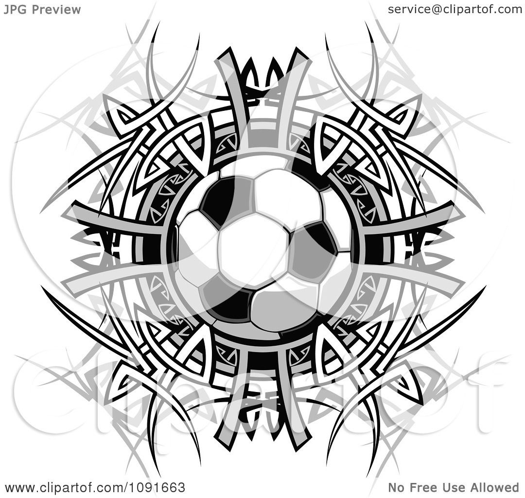 1080x1024 Clipart Soccer Ball Over A Tribal Circle
