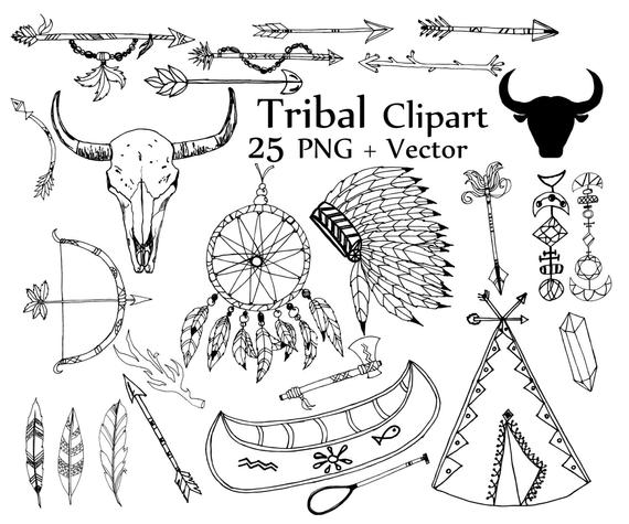 570x475 Tribal Clipart Tribal Clip Art Doodle Clipart Etsy