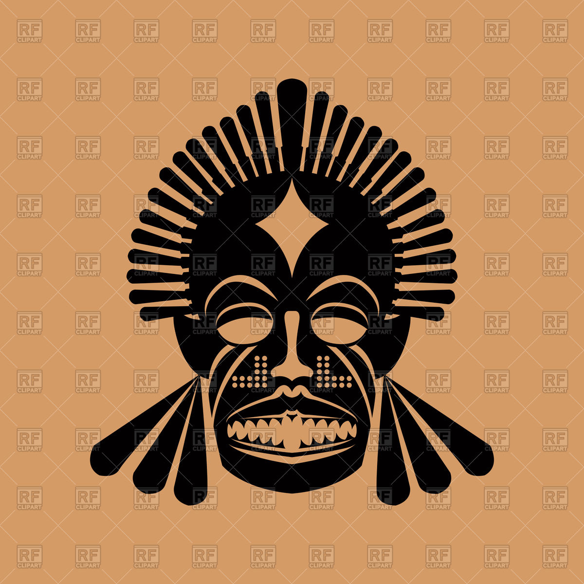 1200x1200 Tribal Mask Design On Beige Background Vector Image Of Icons