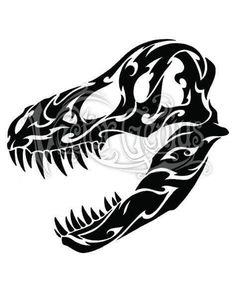 468x580 Dinosaur T Rex Tribal Skull Clipart