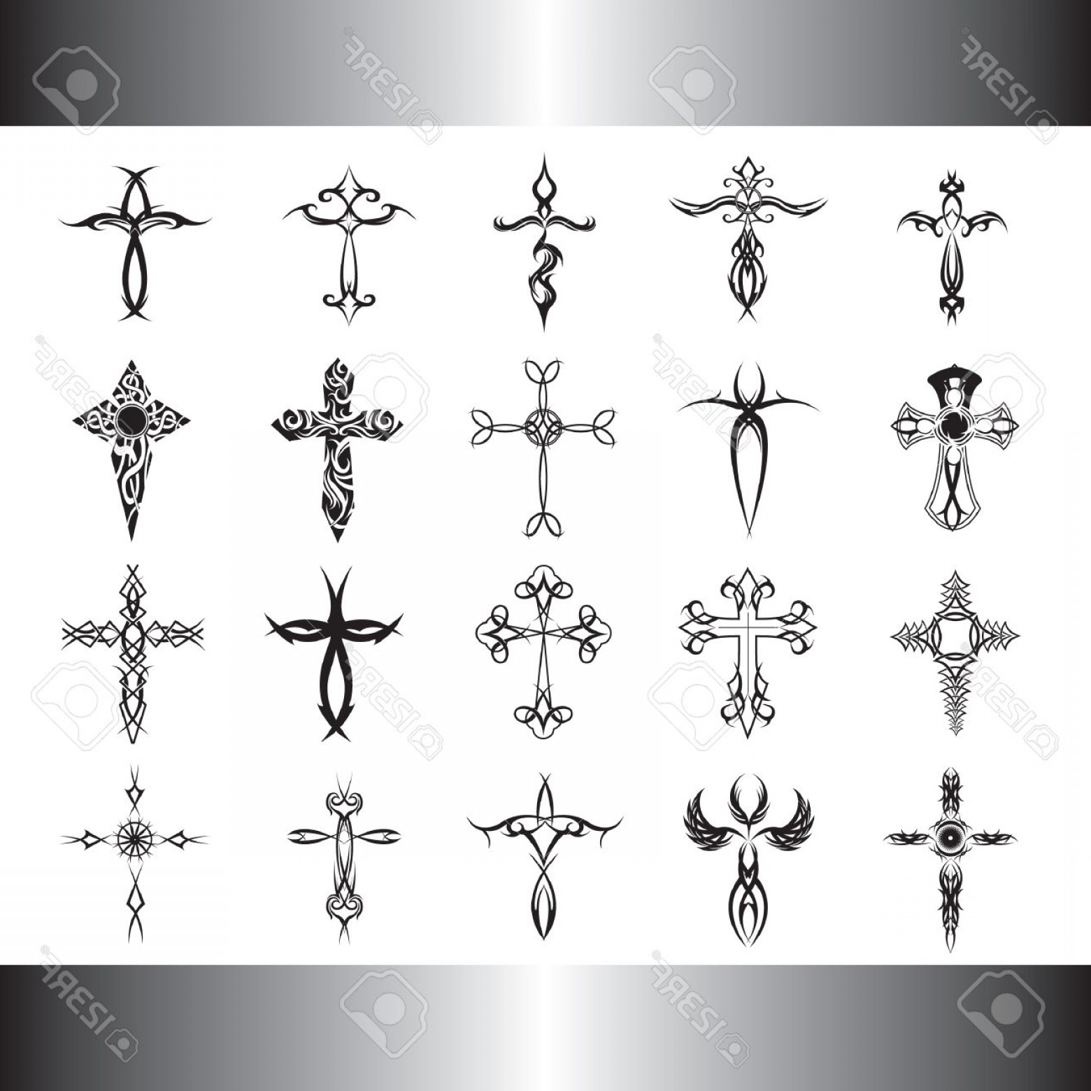 Photostock Vector Set Of Tribal Cross Tattoos Soidergi 1560x1560 Photostock Vector Set Of Tribal Cross Tattoos Soidergi