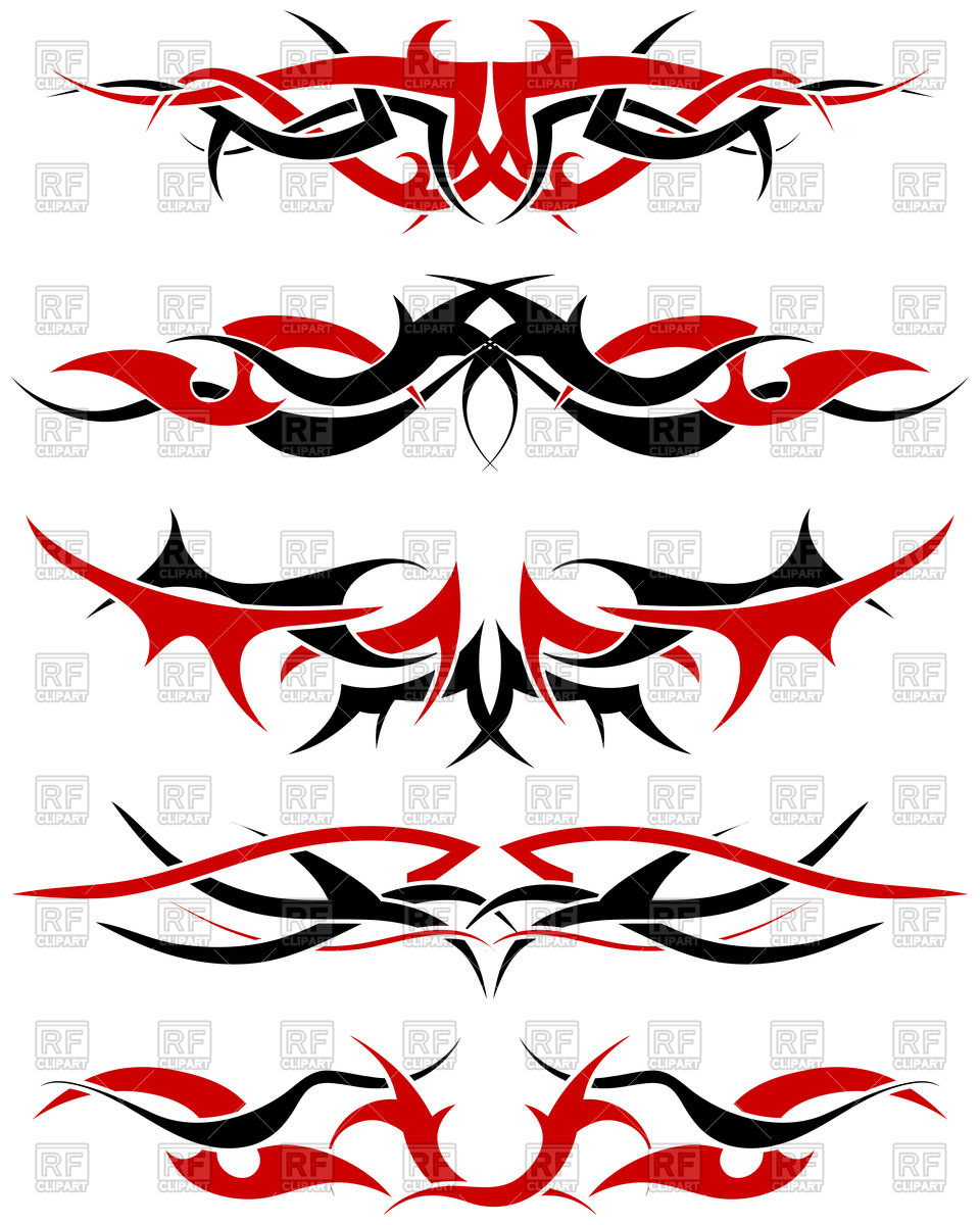 Set Of Black And Red Tribal Tattoo Patterns Vector Image 960x1200 Set Of Black And Red Tribal Tattoo Patterns Vector Image