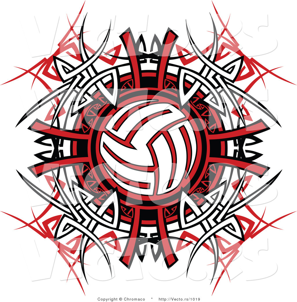 Vector Of A Volleyball Over Tribal Design 1024x1044 Vector Of A Volleyball Over Tribal Design