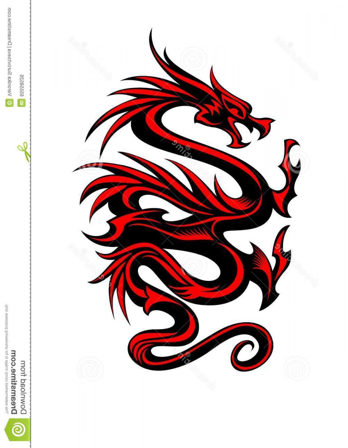 Stock Illustration Tribal Dragon Tattoo Black Red Vector 1214x1560 Stock Illustration Tribal Dragon Tattoo Black Red Vector