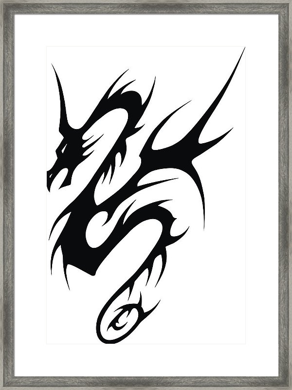 Tribal Tattoo Dragon Vector Illustration Framed Print 600x801 Tribal Tattoo Dragon Vector Illustration Framed Print