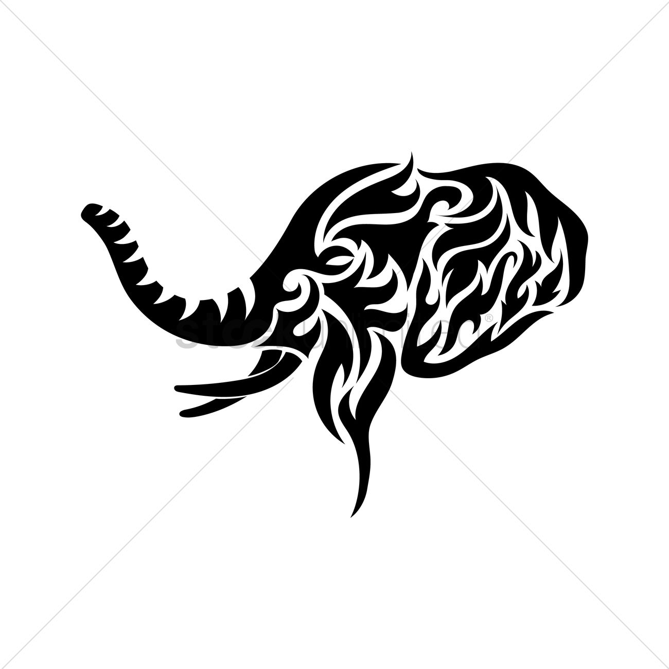 1300x1300 Elephant Tribal Tattoo Vector Image