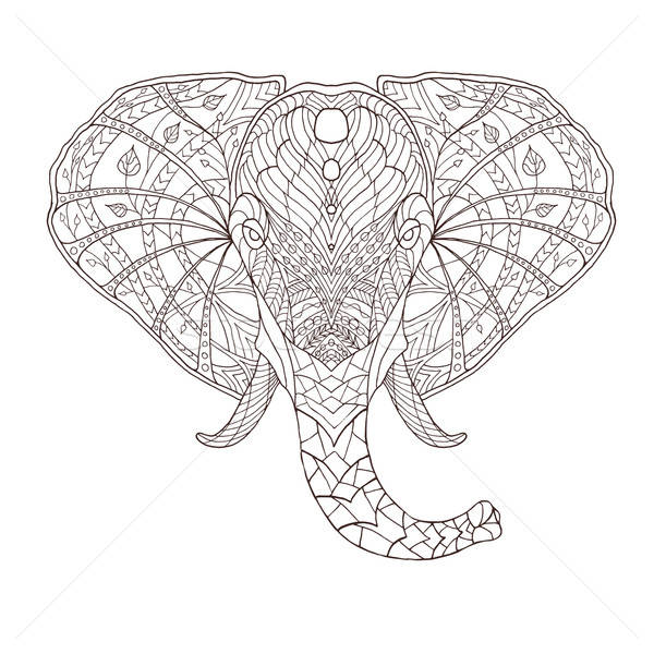 600x600 Elephant Ethnic Patterned Vector Illustration African, Indian