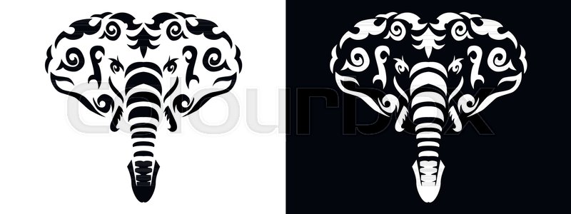 800x300 Tribal Elephant Set Illustration, Stock Vector Colourbox