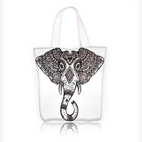 466x466 Canvas Beach Bags Vintage Mandala Vector Elephant