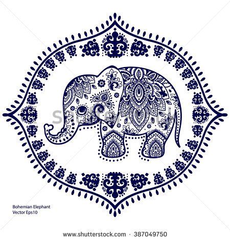 450x470 Vintage Graphic Vector Indian Lotus Ethnic Elephant Seamless