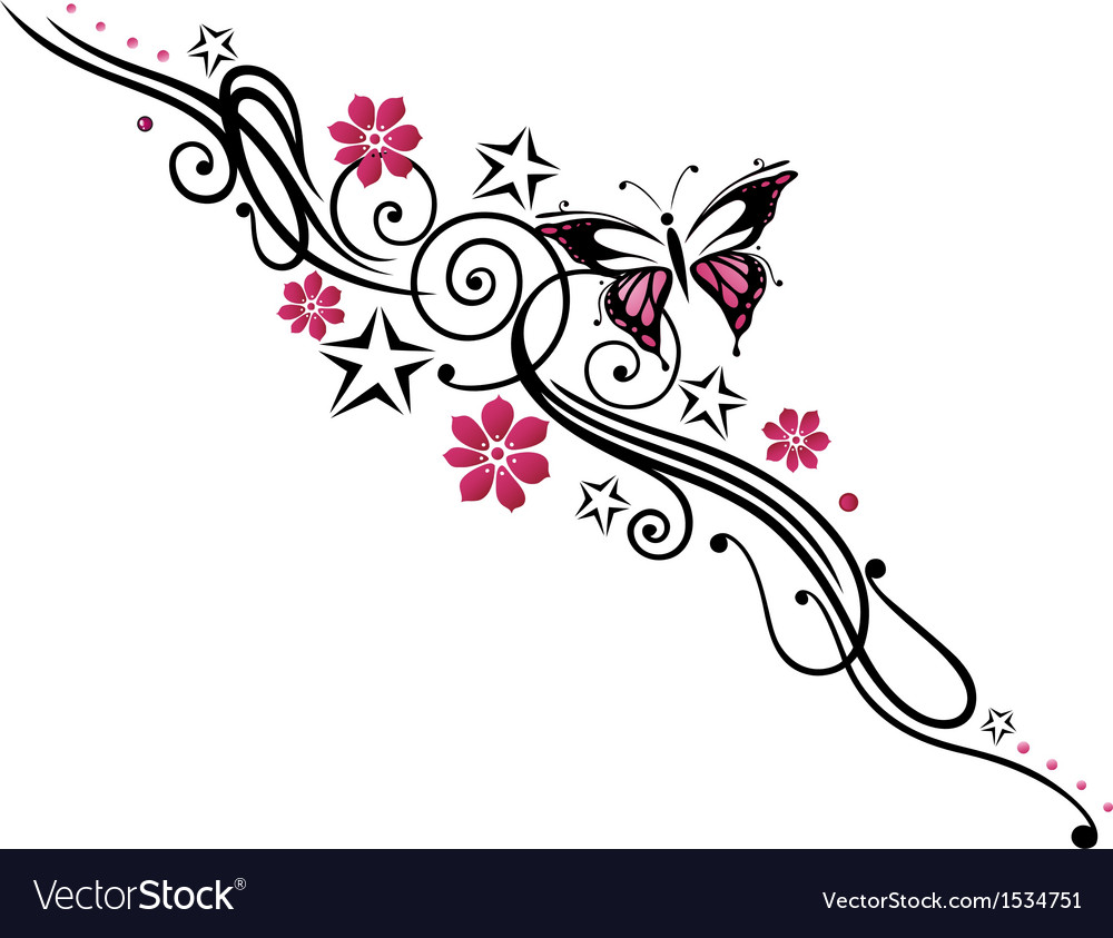 1000x843 Tribal Flower Butterfly Tattoo Style Royalty Free Vector