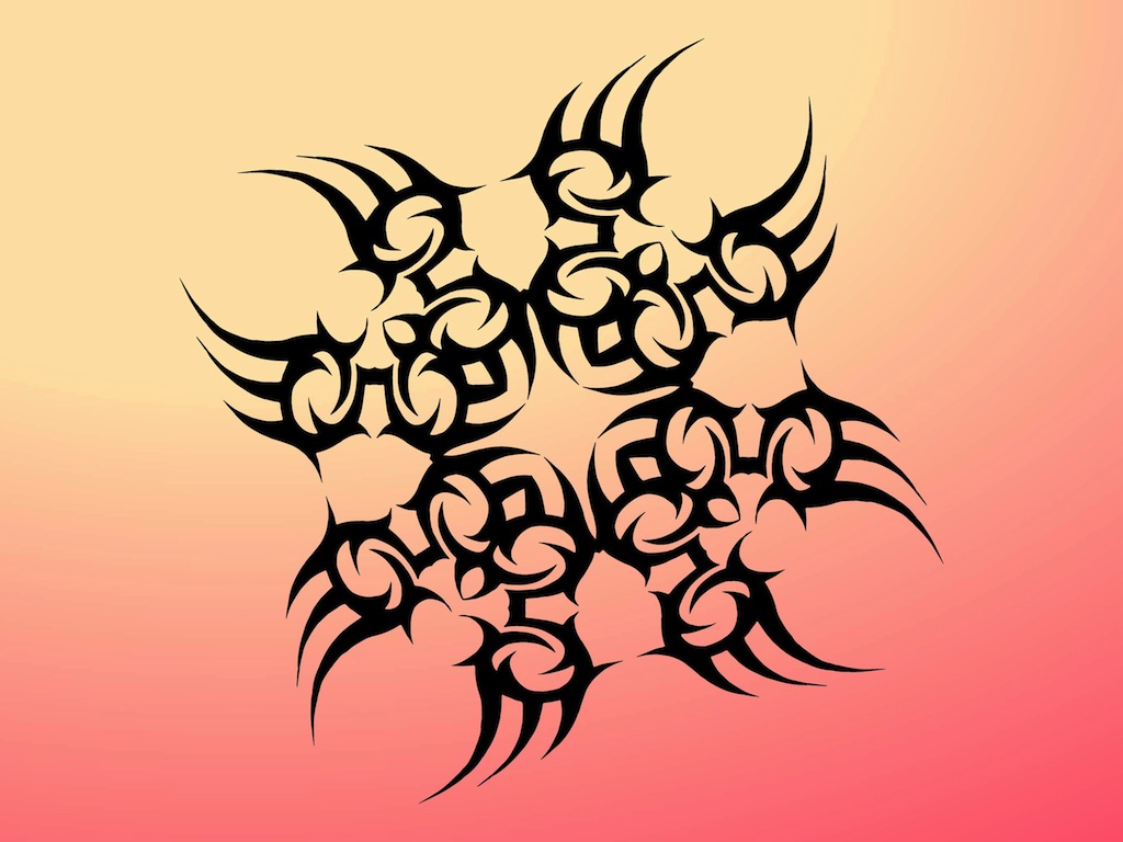 1024x768 Tribal Flower Vector Art Graphics