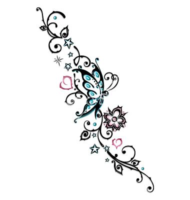 380x400 Tribal Flower Butterfly Tattoo Style Vector On Vectorstock