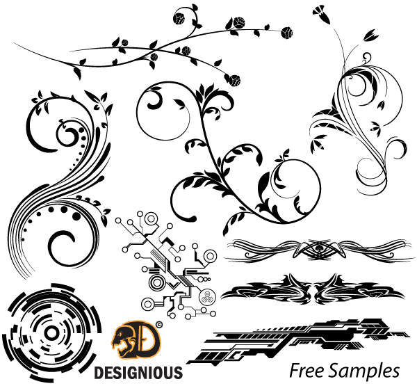 600x555 Vector Samples Floral, Tech Shapes And Tribal Designs Download