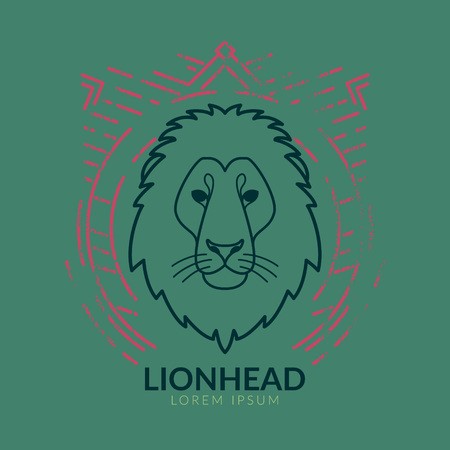 450x450 Lion Linear Head In Tribal Frame Vector Colorful Illustration