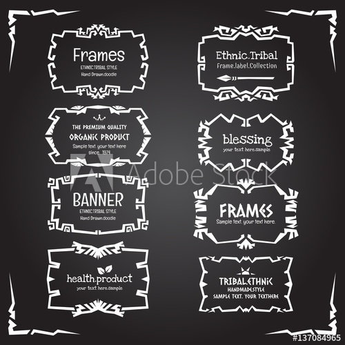 500x500 Abstract Doodle Vector Frame Ethnic And Tribal Style Collection