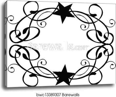 453x379 Star Tribal Border Frame Vector, Canvas Print Barewalls Posters