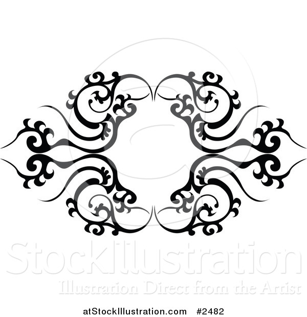 600x620 Vector Illustration Of A Black And White Tribal Frame Tattoo