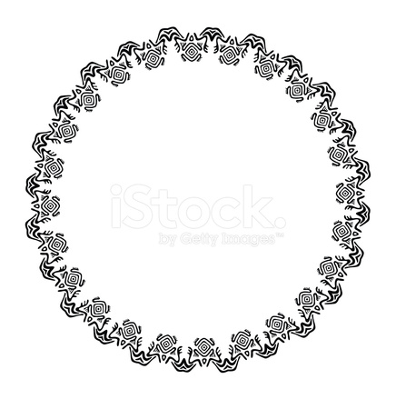 436x439 Black Tribal Frame In Ethnic Style, Vector Stock Vector